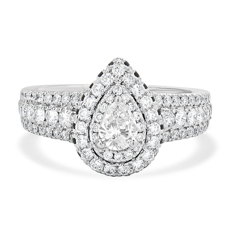 Vera Wang 14 Karat White Gold Pear Cut Diamond Engagement Ring