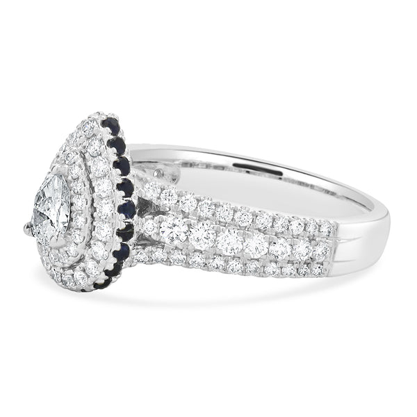 Vera Wang 14 Karat White Gold Pear Cut Diamond Engagement Ring