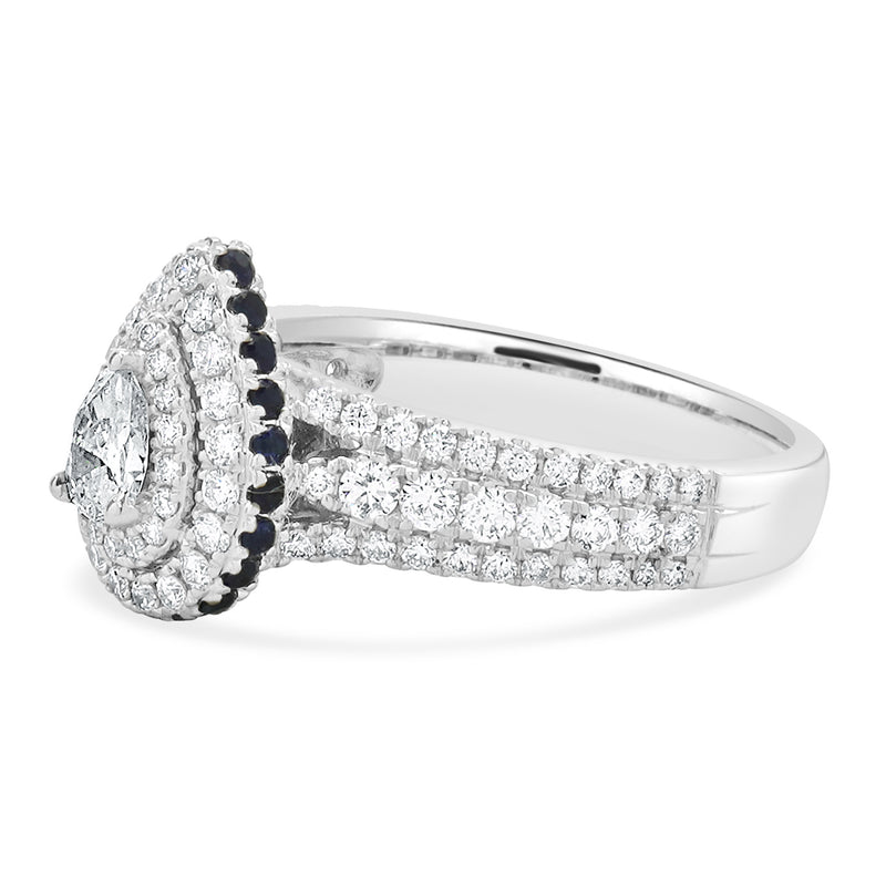 Vera Wang 14 Karat White Gold Pear Cut Diamond Engagement Ring