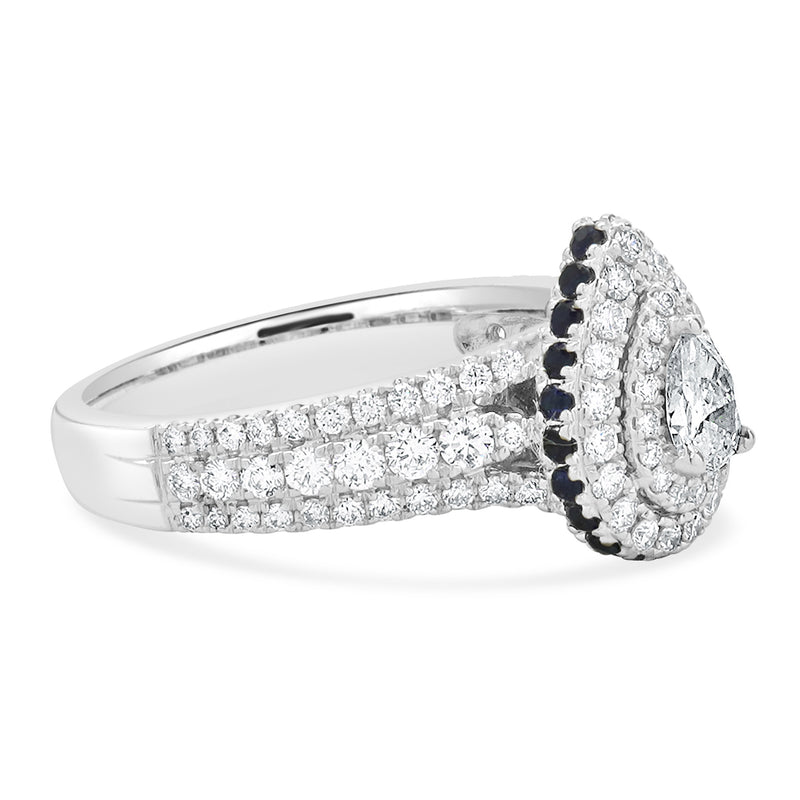 Vera Wang 14 Karat White Gold Pear Cut Diamond Engagement Ring