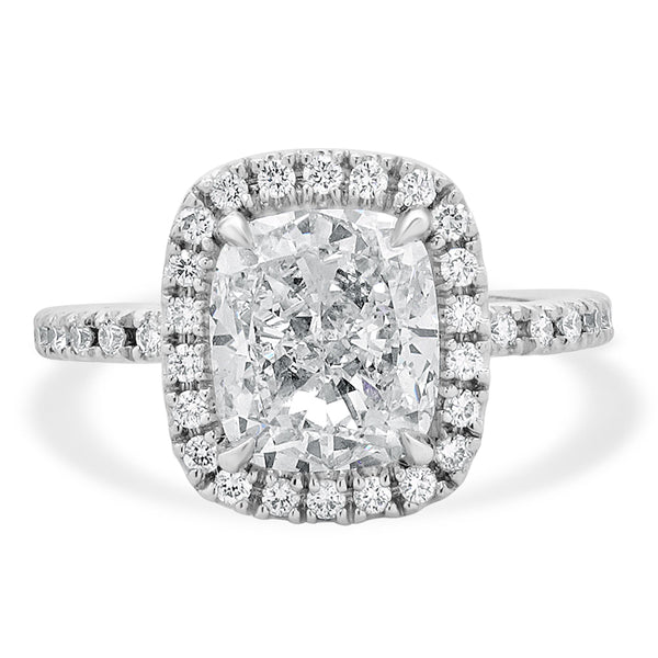 Platinum Cushion Cut Diamond Engagement Ring