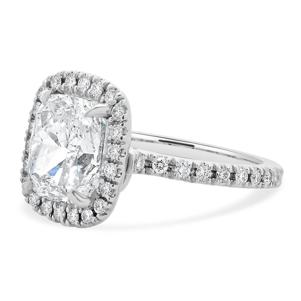 Platinum Cushion Cut Diamond Engagement Ring