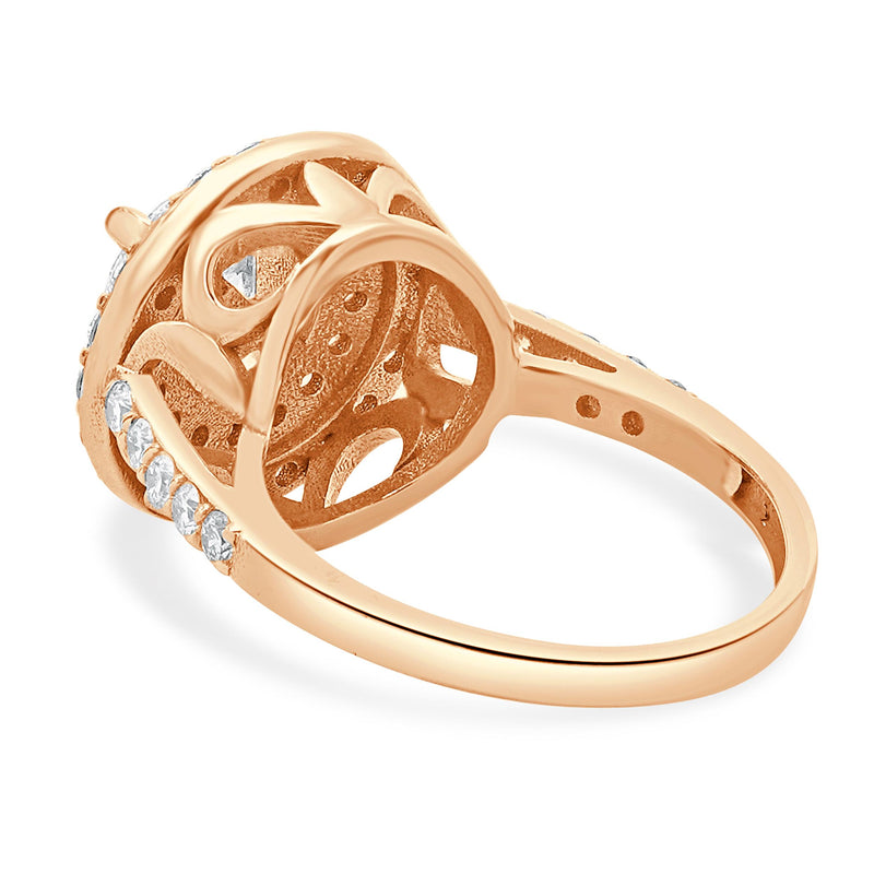 14 Karat Rose Gold Double Halo Round Diamond Engagement Ring