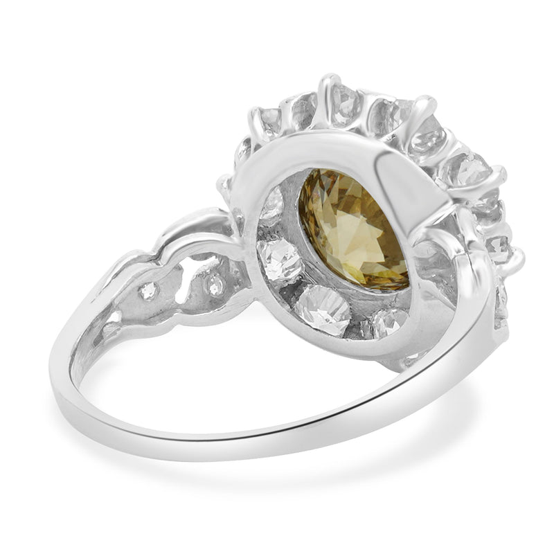 Platinum European Cut Vintage Diamond Engagement Ring