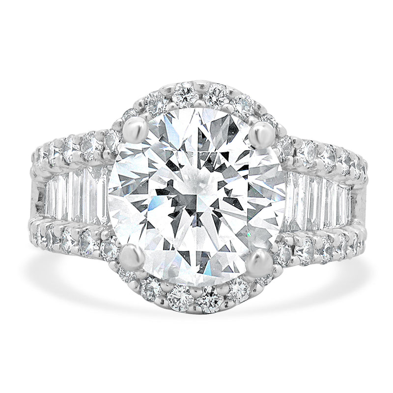 18 Karat White Gold Round Brilliant Cut Diamond Engagement Ring