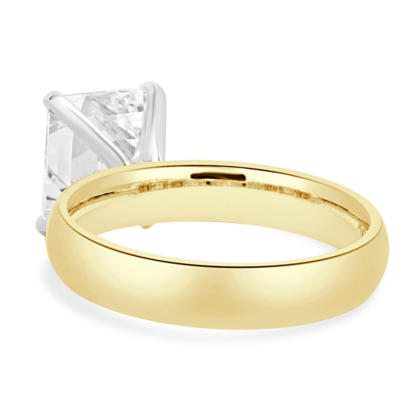 18 Karat Yellow Gold Emerald Cut Diamond Engagement Ring