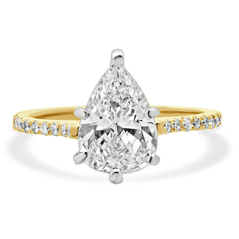 14 Karat Yellow Gold Pear Cut Diamond Engagement Ring
