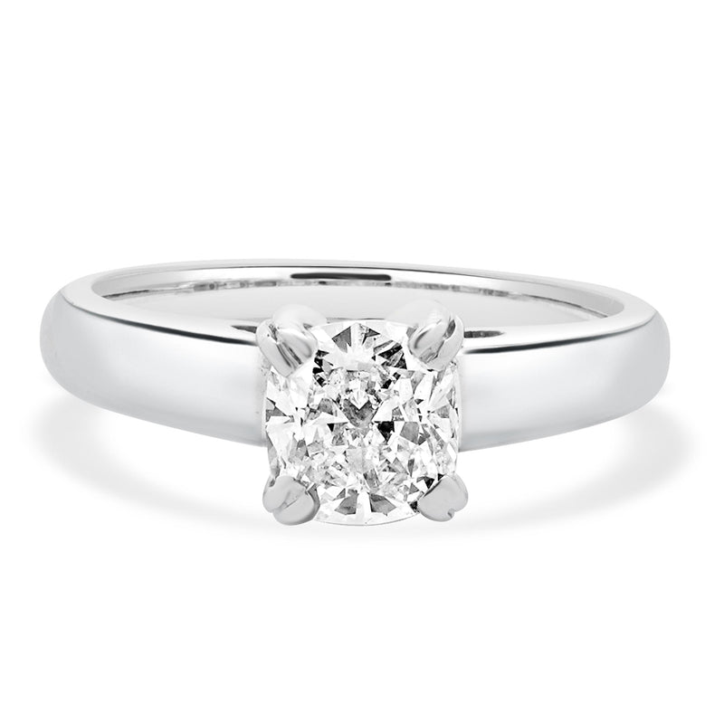 14 Karat White Gold Cushion Cut Diamond Engagement Ring
