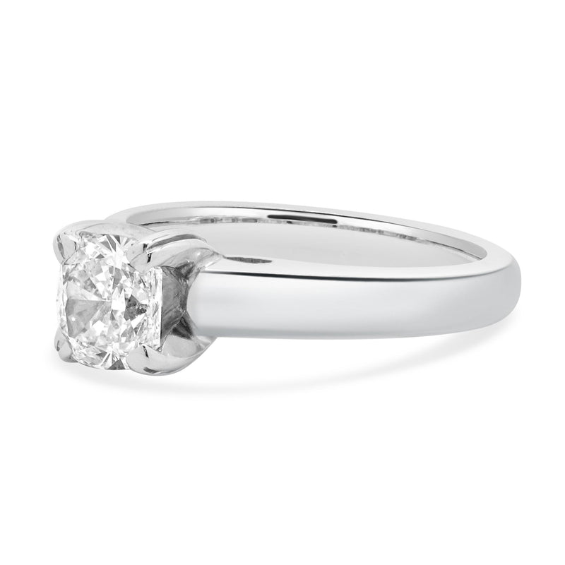 14 Karat White Gold Cushion Cut Diamond Engagement Ring