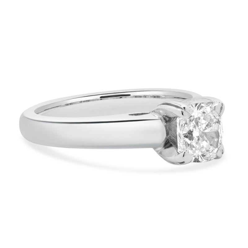 14 Karat White Gold Cushion Cut Diamond Engagement Ring
