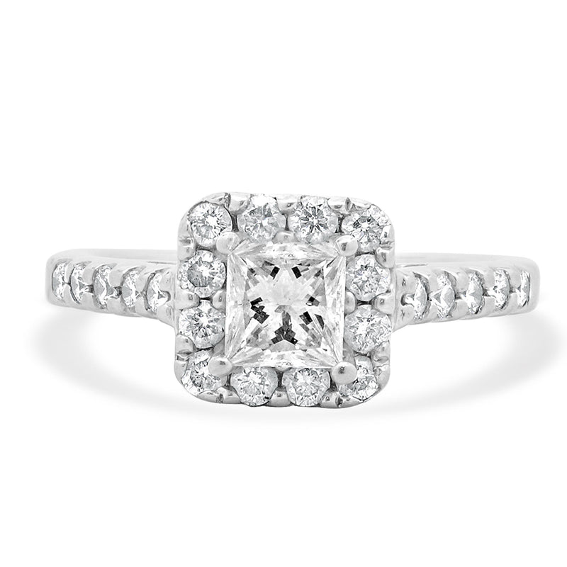 18 Karat White Gold Princess Cut Diamond Engagement Ring