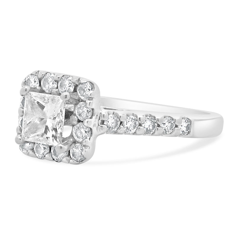 18 Karat White Gold Princess Cut Diamond Engagement Ring