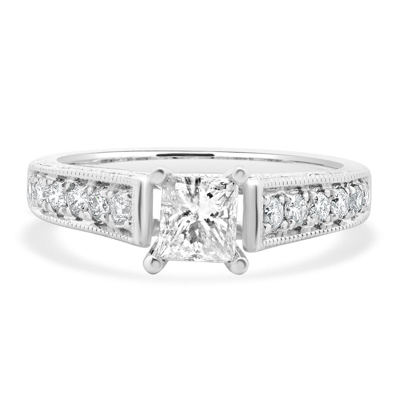 14 Karat White Gold Princess Cut Diamond Engagement Ring
