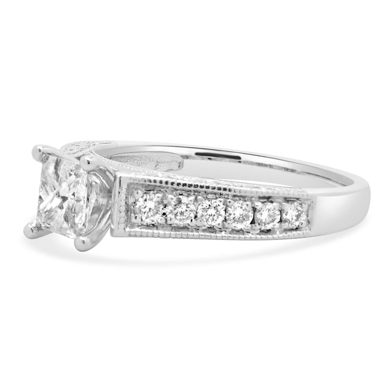14 Karat White Gold Princess Cut Diamond Engagement Ring