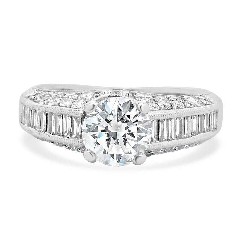 18 Karat White Gold Round Brilliant Cut Diamond Engagement Ring