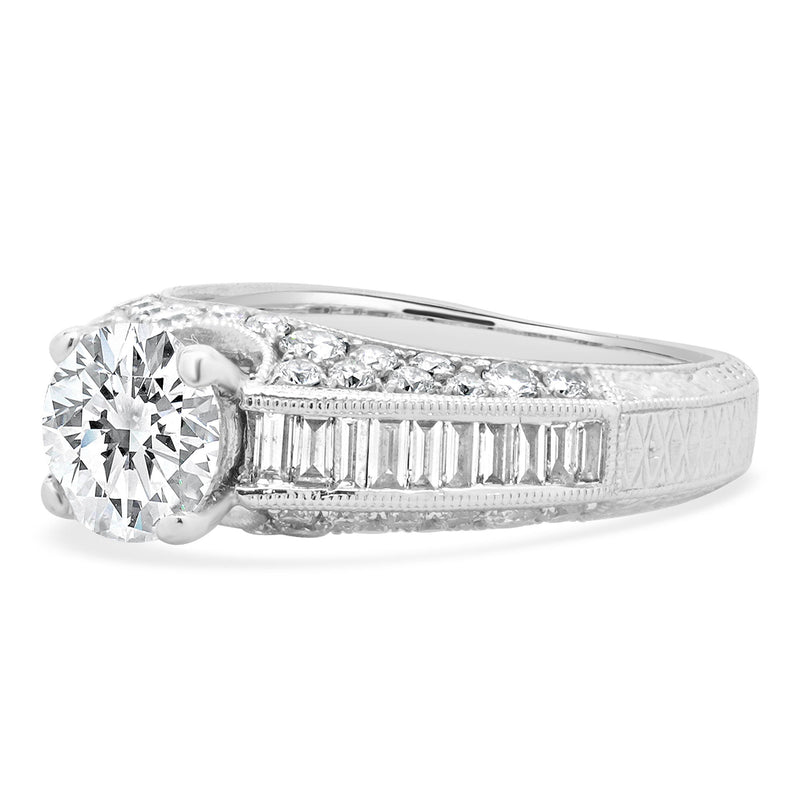18 Karat White Gold Round Brilliant Cut Diamond Engagement Ring