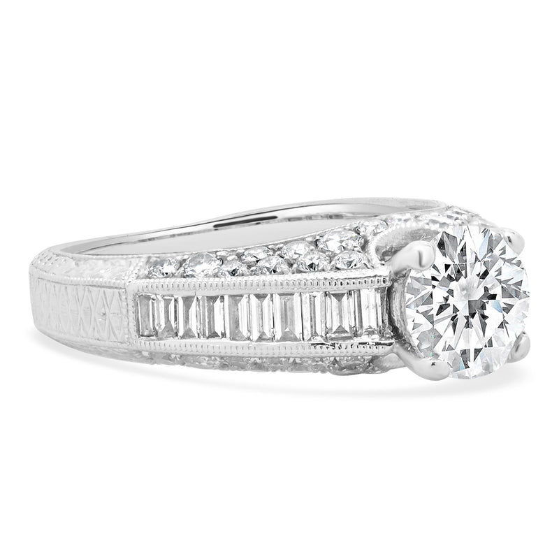 18 Karat White Gold Round Brilliant Cut Diamond Engagement Ring