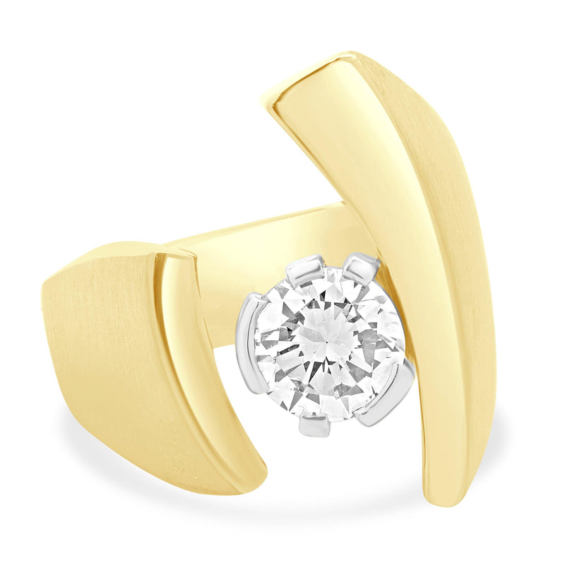 18 Karat Yellow Gold Custom Designed Round Brilliant Cut Diamond Engagement Ring