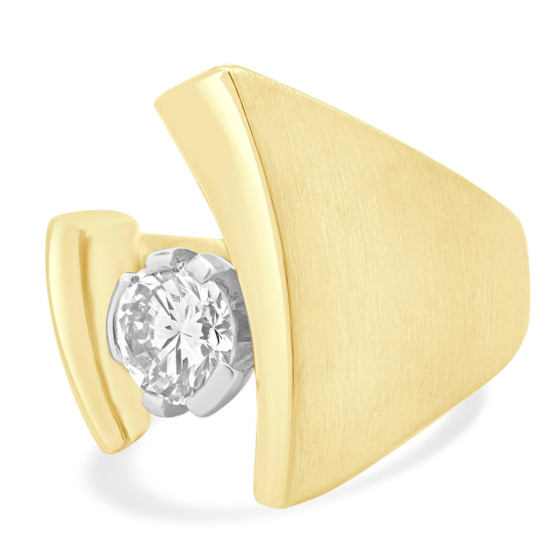 18 Karat Yellow Gold Custom Designed Round Brilliant Cut Diamond Engagement Ring