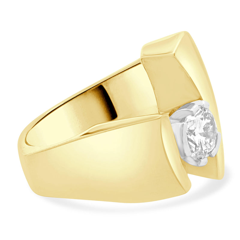 18 Karat Yellow Gold Custom Designed Round Brilliant Cut Diamond Engagement Ring
