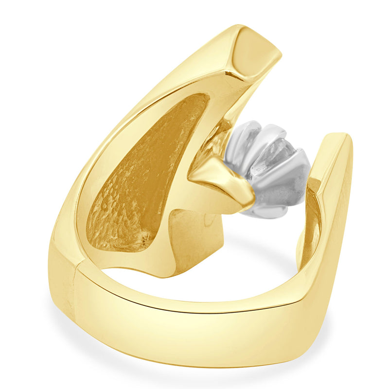 18 Karat Yellow Gold Custom Designed Round Brilliant Cut Diamond Engagement Ring