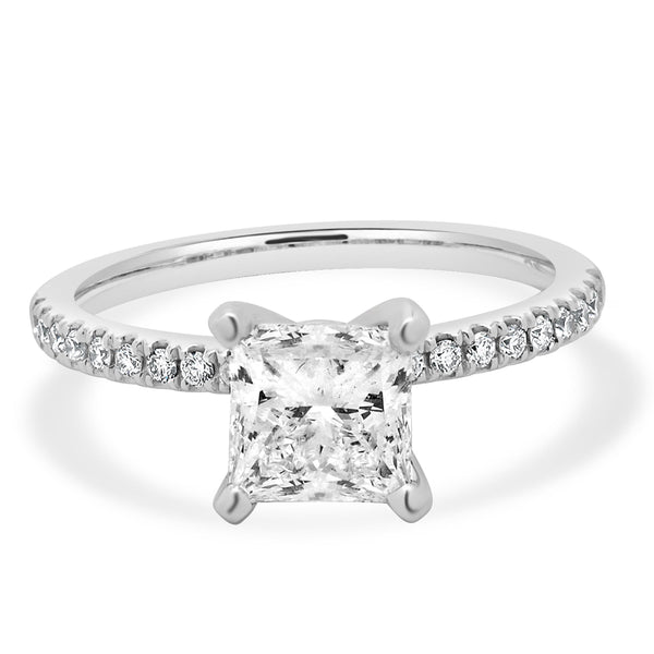 14 Karat White Gold Lab Grown Princess Cut Diamond Engagement Ring