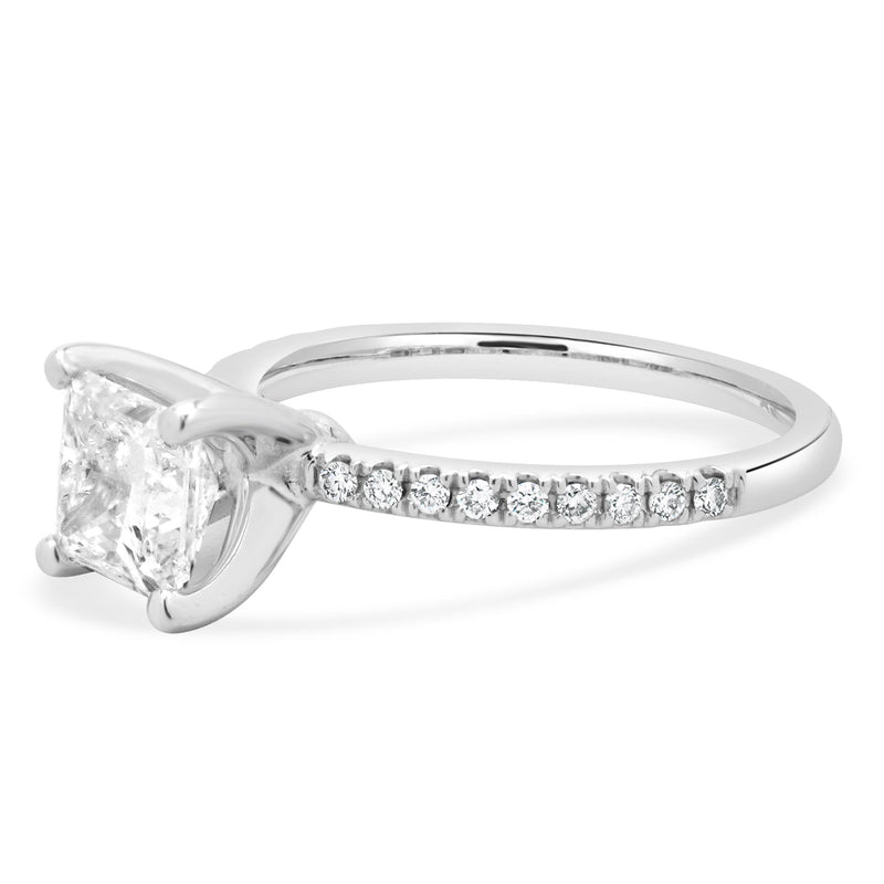 14 Karat White Gold Lab Grown Princess Cut Diamond Engagement Ring