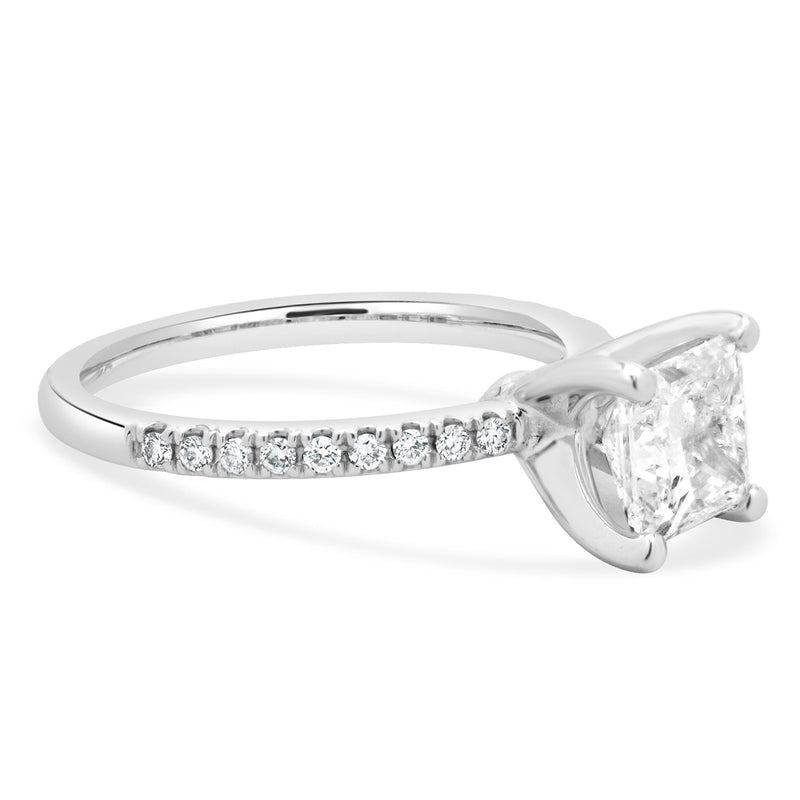 14 Karat White Gold Lab Grown Princess Cut Diamond Engagement Ring