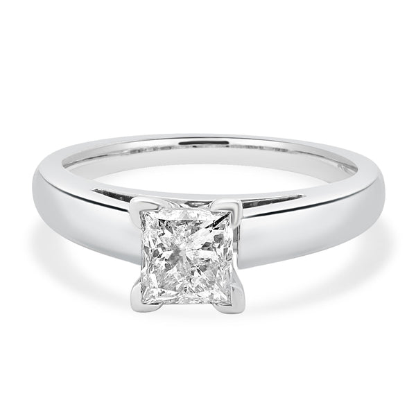 14 Karat White Gold Princess Cut Diamond Engagement Ring