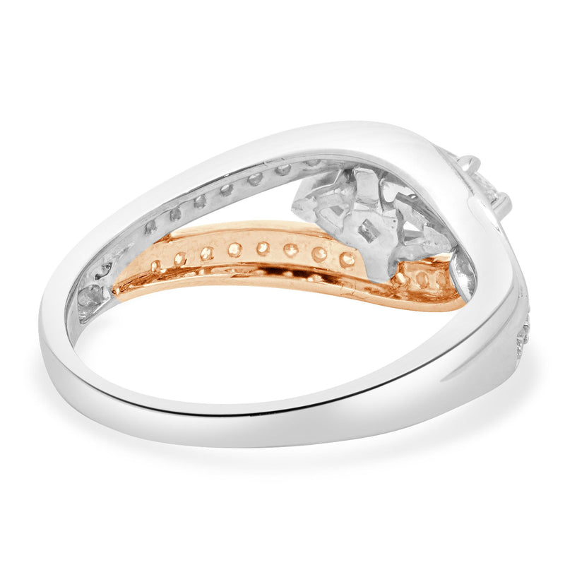 14 Karat Rose & White Gold Marquise Cut Diamond Engagement Ring