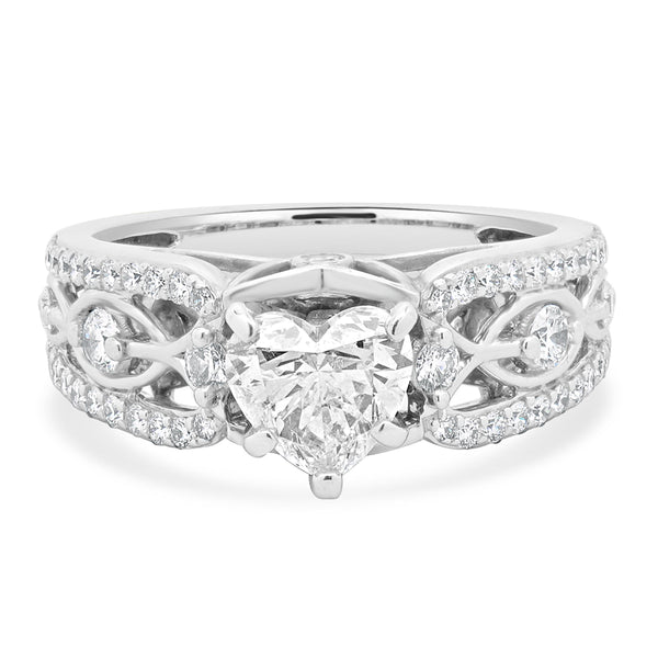 18 Karat White Gold Round Brilliant Cut Diamond Engagement Ring