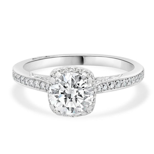 Tacori 18 Karat White Gold Round Brilliant Cut Diamond Engagement Ring