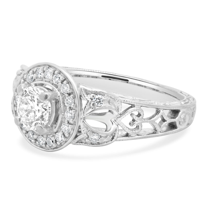 14 Karat White Gold Diamond Engagement Ring