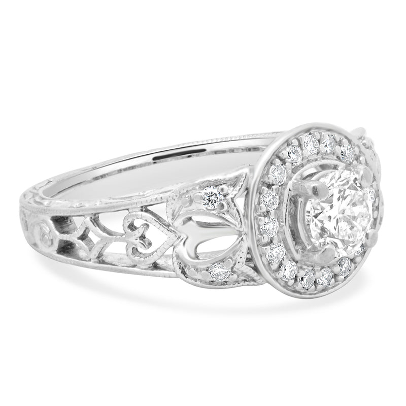 14 Karat White Gold Diamond Engagement Ring