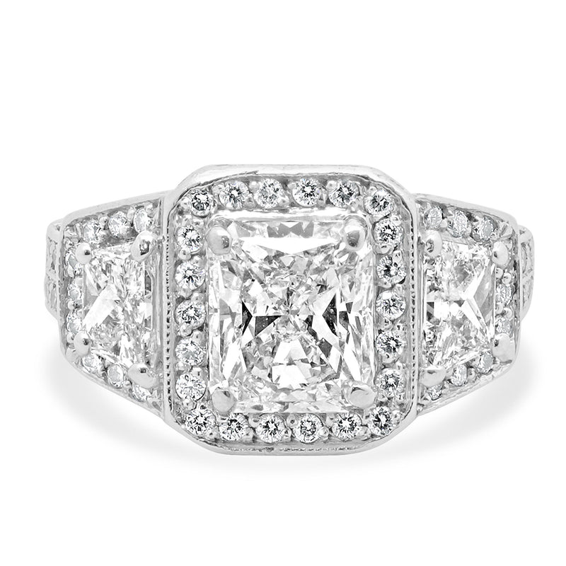 Platinum Radiant Cut Diamond Engagement Ring