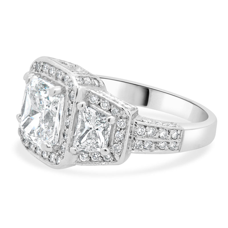 Platinum Radiant Cut Diamond Engagement Ring