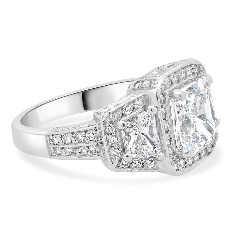 Platinum Radiant Cut Diamond Engagement Ring