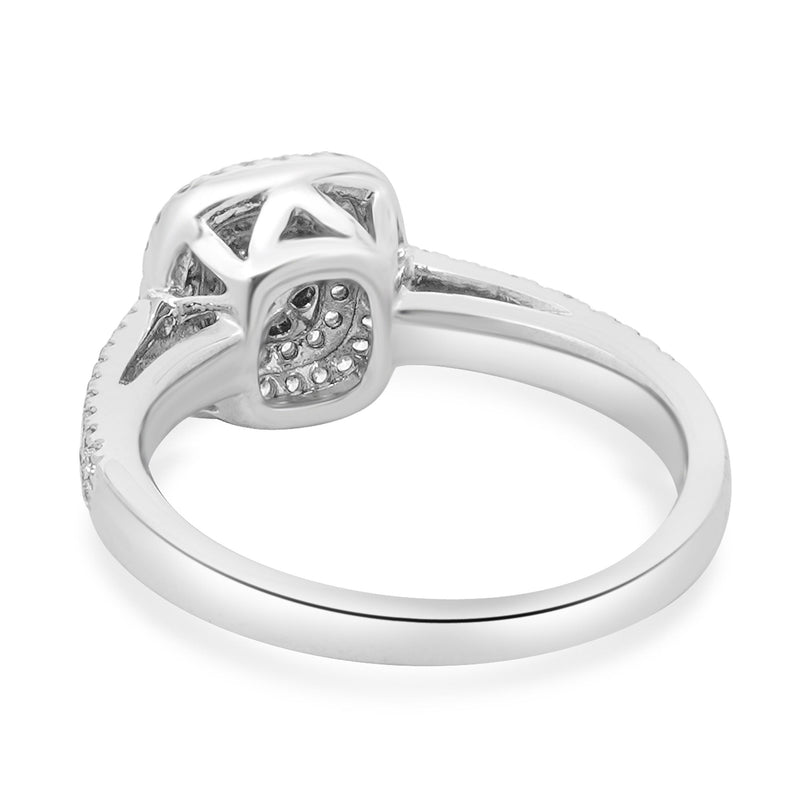 14 Karat White Gold Blue Diamond Asscher Cut Engagement Ring