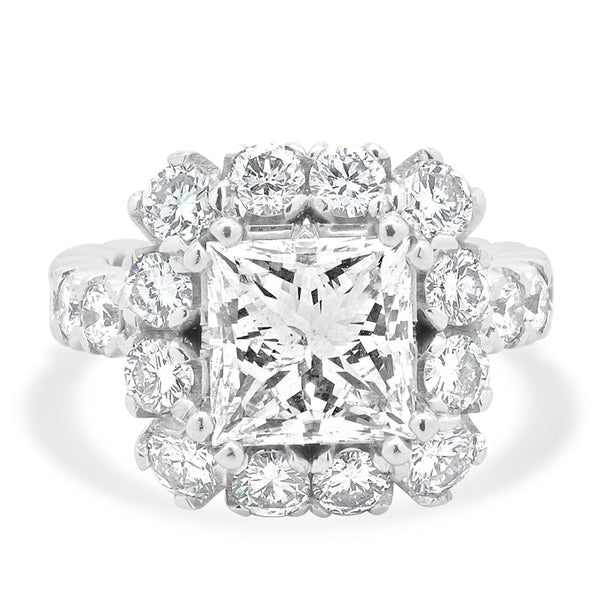 18 Karat White Gold Princess Cut Diamond Engagement Ring