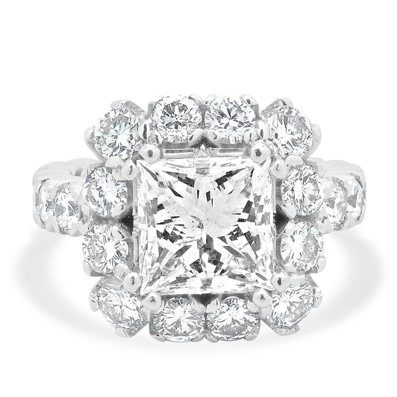 18 Karat White Gold Princess Cut Diamond Engagement Ring