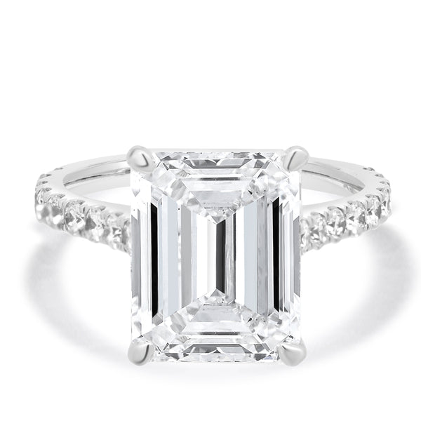 14 Karat White Gold Emerald Cut Diamond Engagement Ring