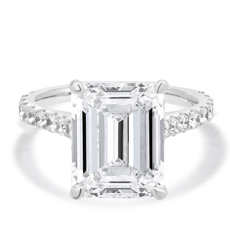 14 Karat White Gold Emerald Cut Diamond Engagement Ring