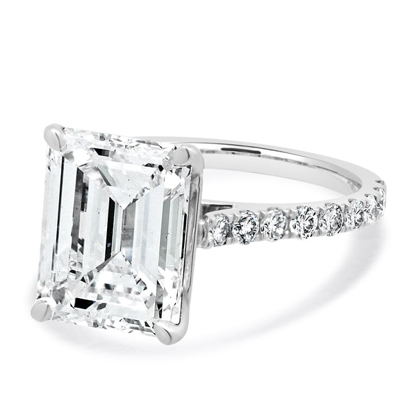 14 Karat White Gold Emerald Cut Diamond Engagement Ring