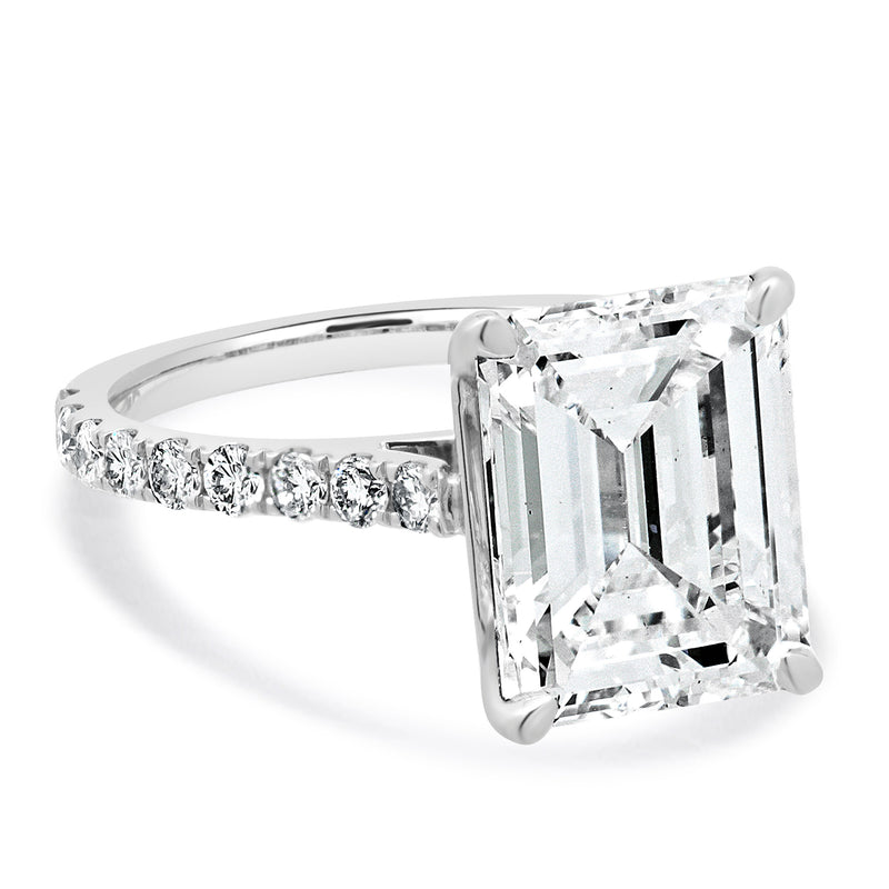 14 Karat White Gold Emerald Cut Diamond Engagement Ring