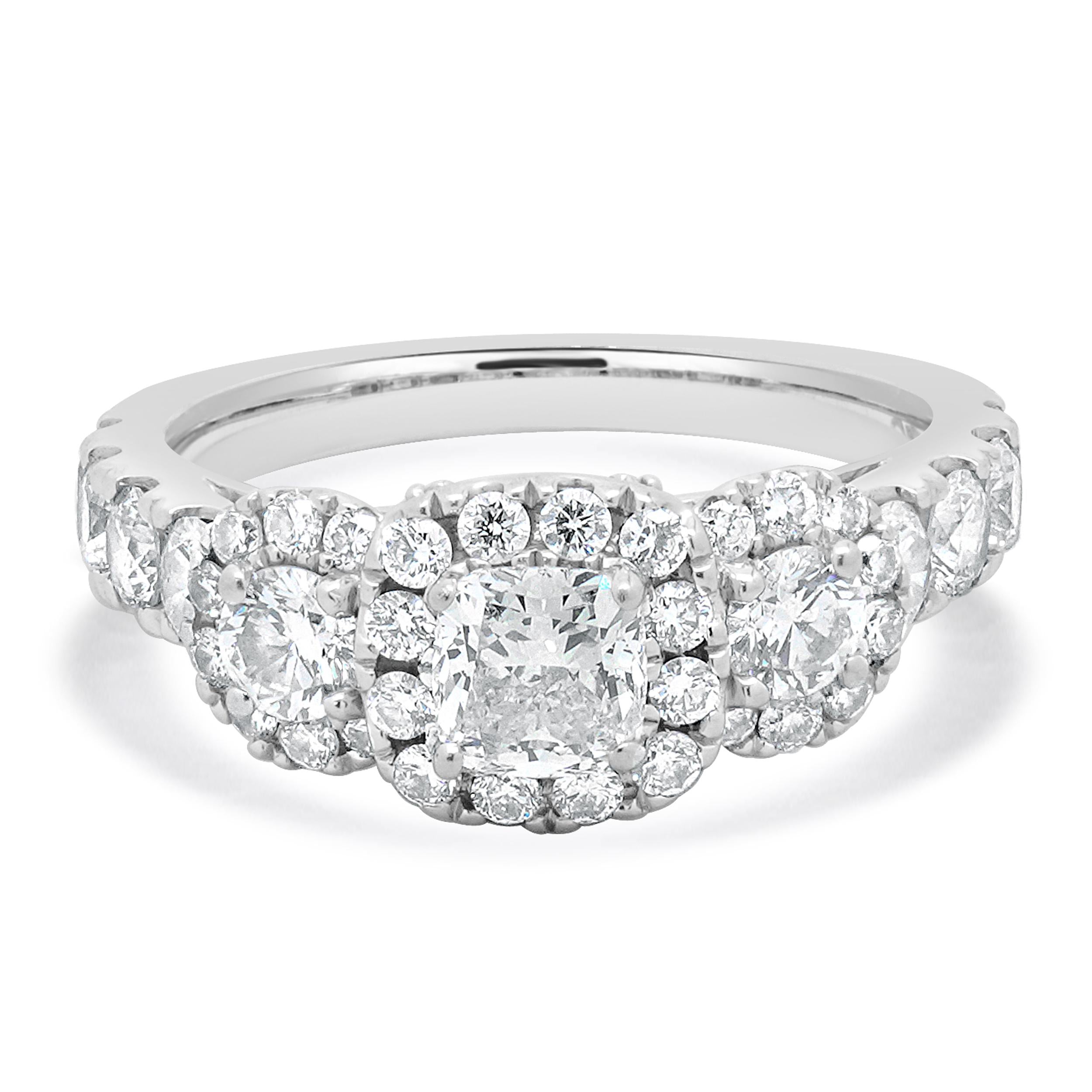 14 Karat White Gold Halo Cushion Diamond Engagement Ring – The Estate ...