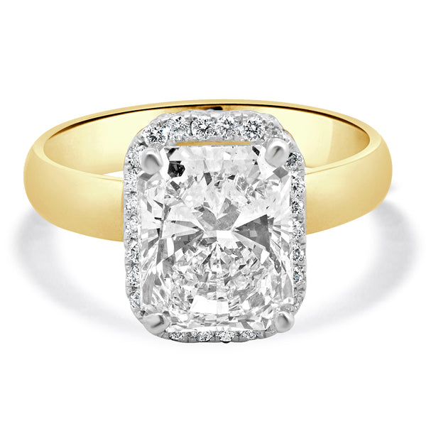 14 Karat Yellow & White Gold Radiant Cut Diamond Engagement Ring