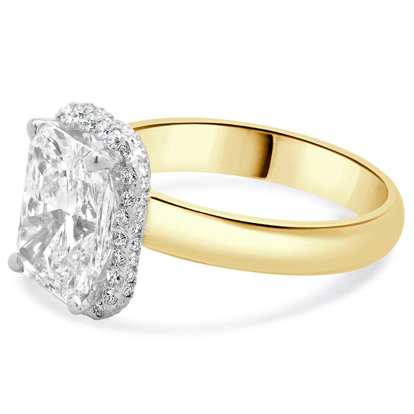 14 Karat Yellow & White Gold Radiant Cut Diamond Engagement Ring