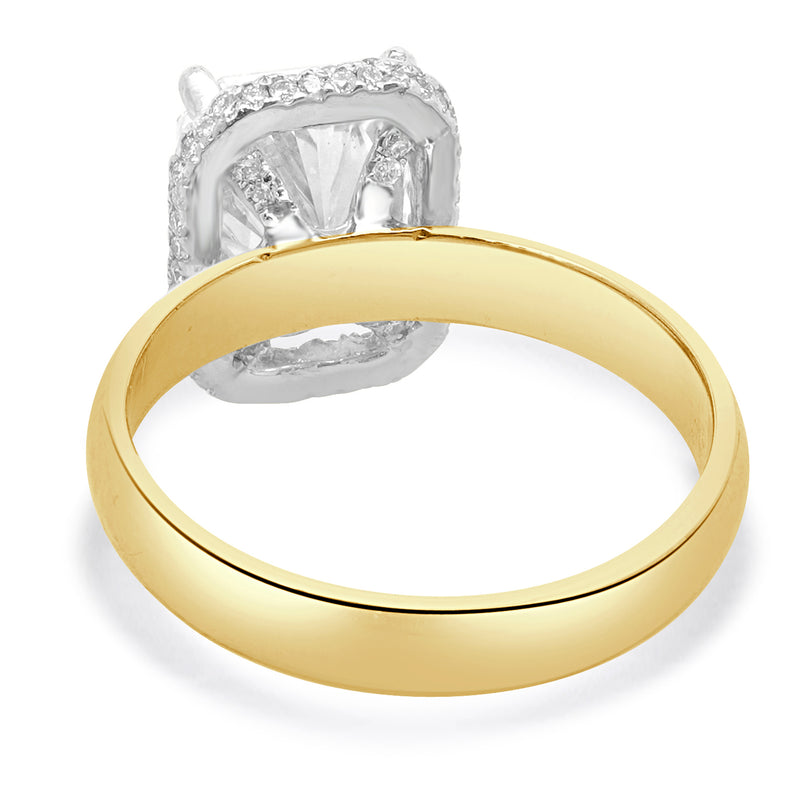 14 Karat Yellow & White Gold Radiant Cut Diamond Engagement Ring