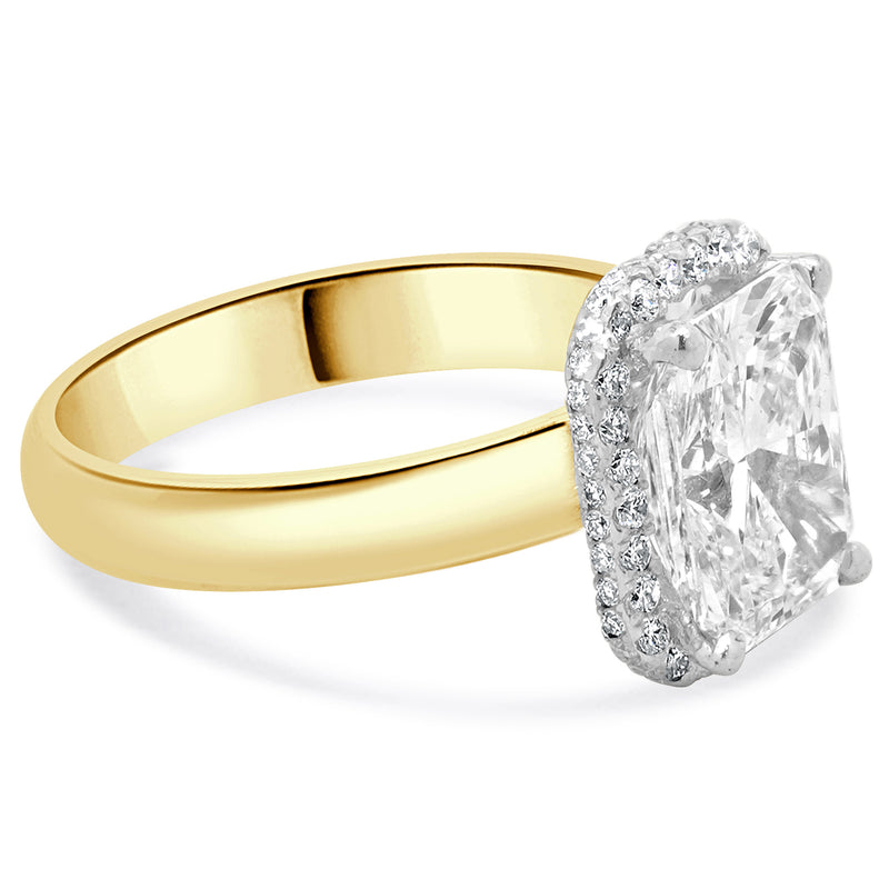 14 Karat Yellow & White Gold Radiant Cut Diamond Engagement Ring