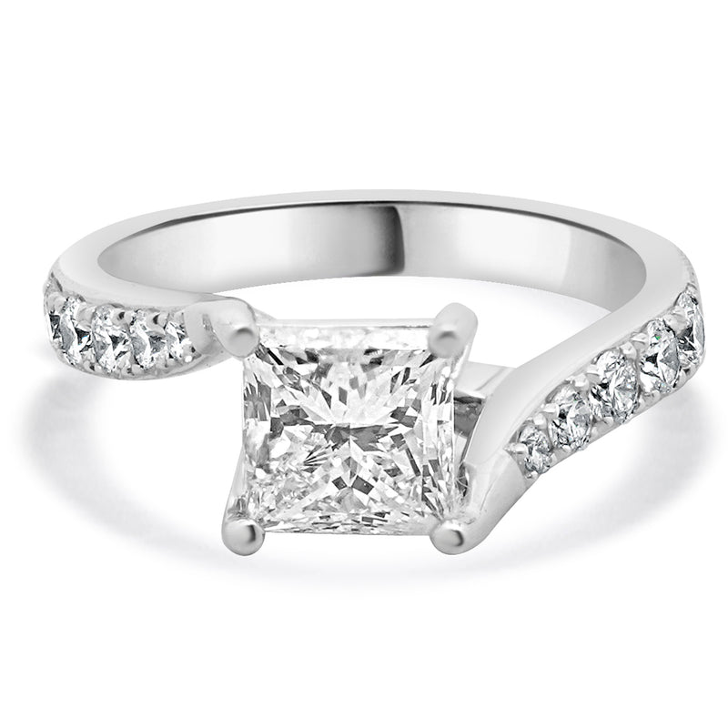 18 Karat White Gold Princess Cut Diamond Engagement Ring